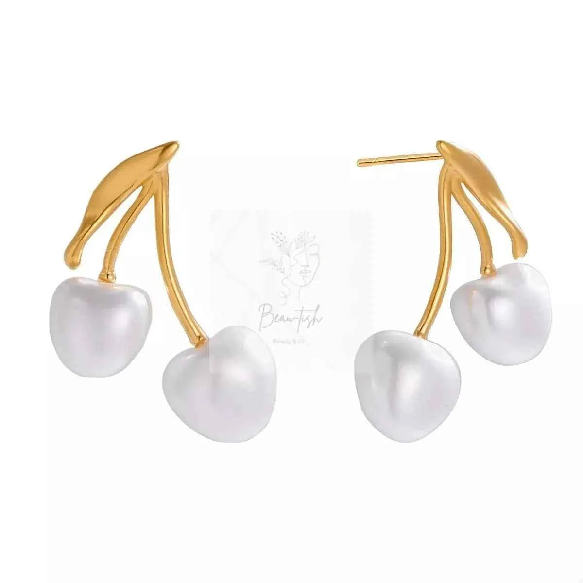 18K Gold-Plated Pearl Cherry Earrings