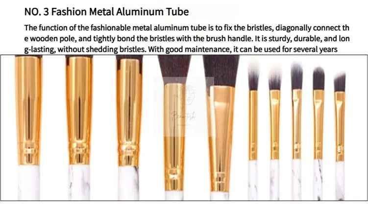 10 piece Barrel White Marble Makeup Brush Collection