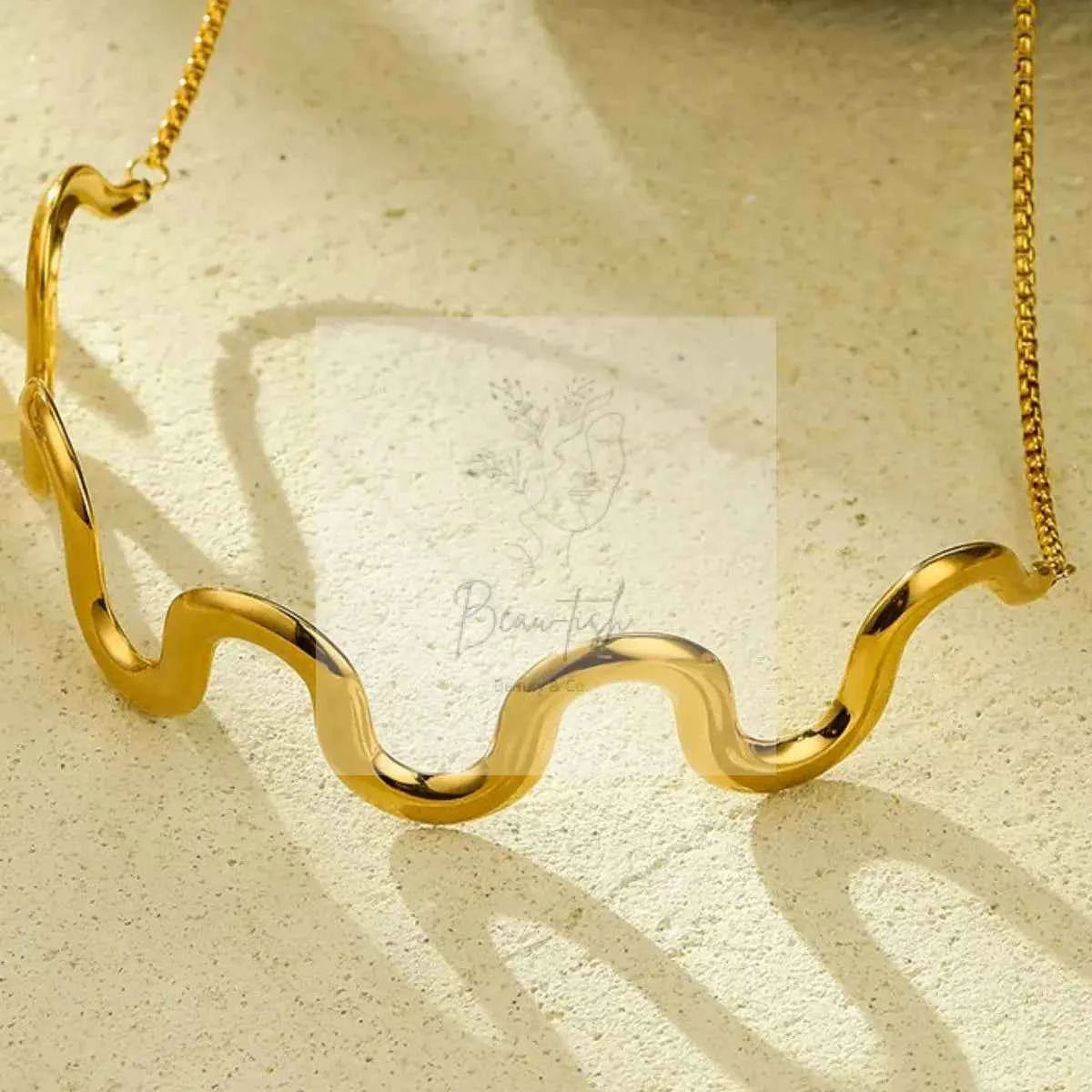 18K Gold-Plated Wave Necklace