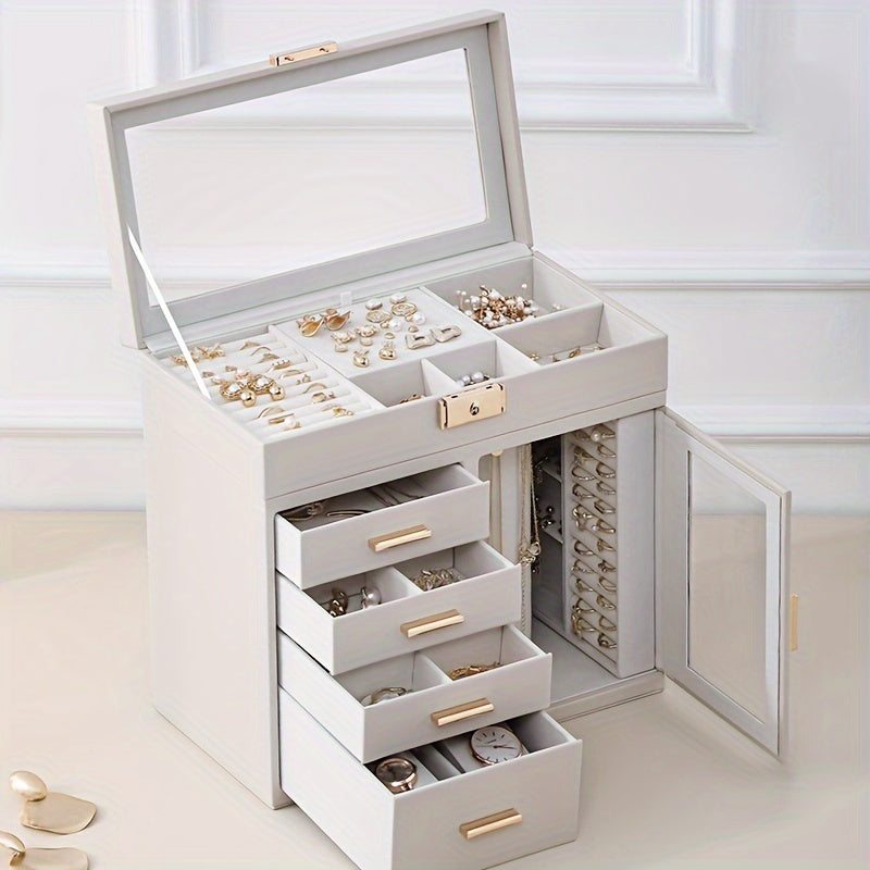 Giant Jewellery Box with 360° Rotating Necklace Hook & Multi-Layer Drawers