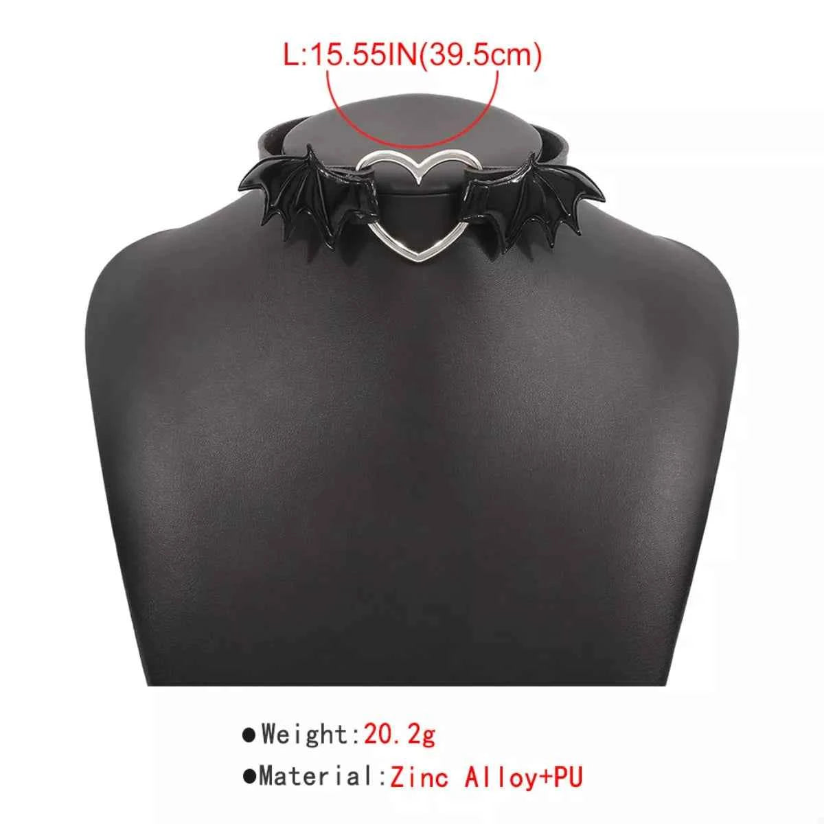 Gothic Bat Wing Heart Choker Necklace