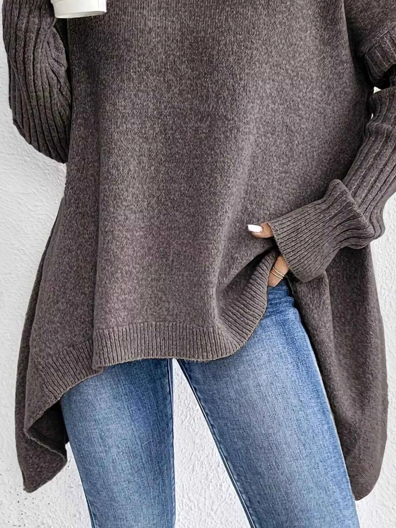 Turtleneck Dropped Shoulder Sweater
