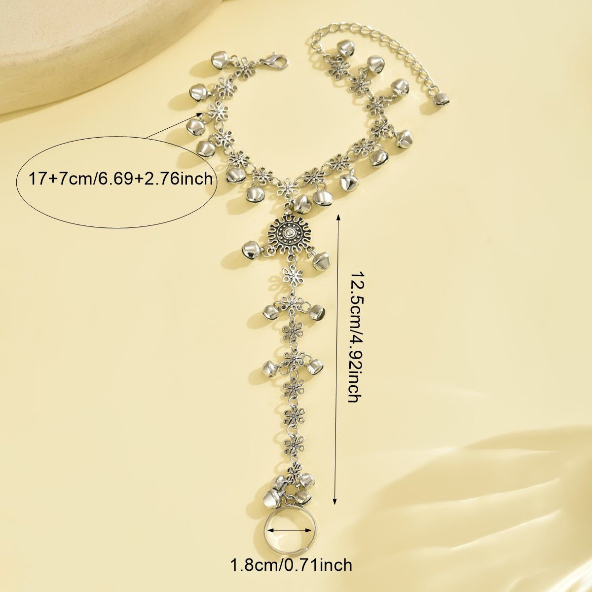 Bohemian Vintage Ethnic Style Flower Bell Adjustable Ring Bracelet - Beau-tish Beau-tish