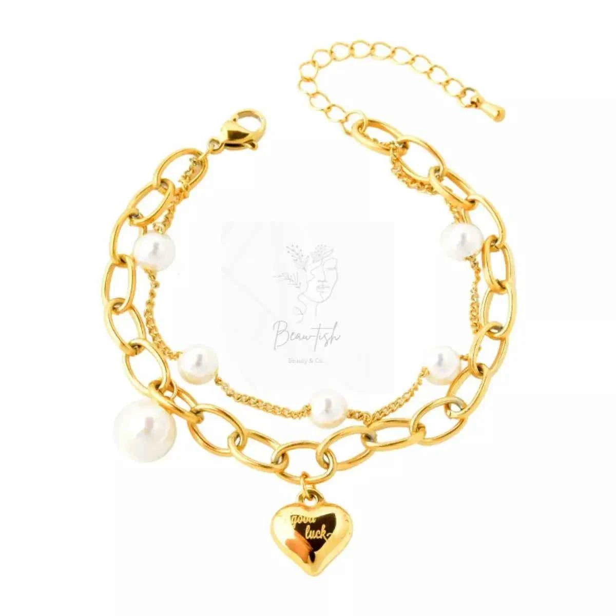18K Gold-Plated Heart Charm Bracelet