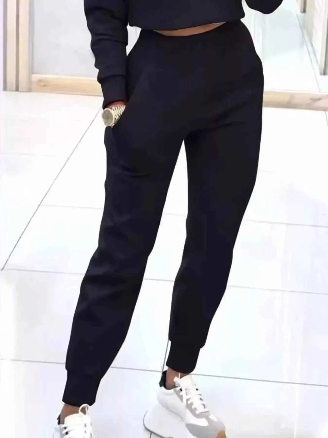 Casual Chic Cropped Sweatshirt and Jogger Set