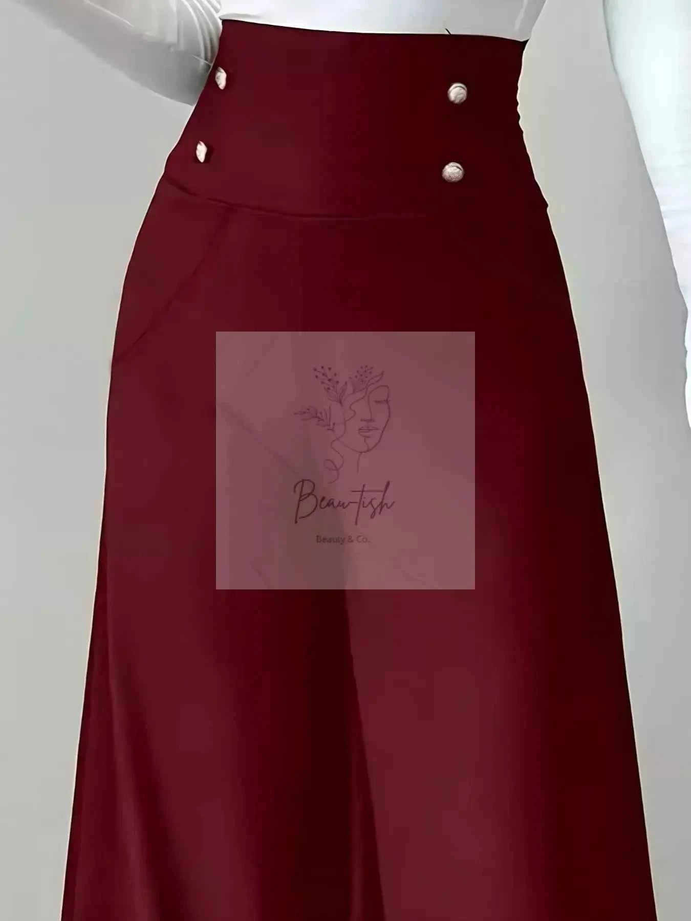 High Waist Wide Leg Button Decor Pants