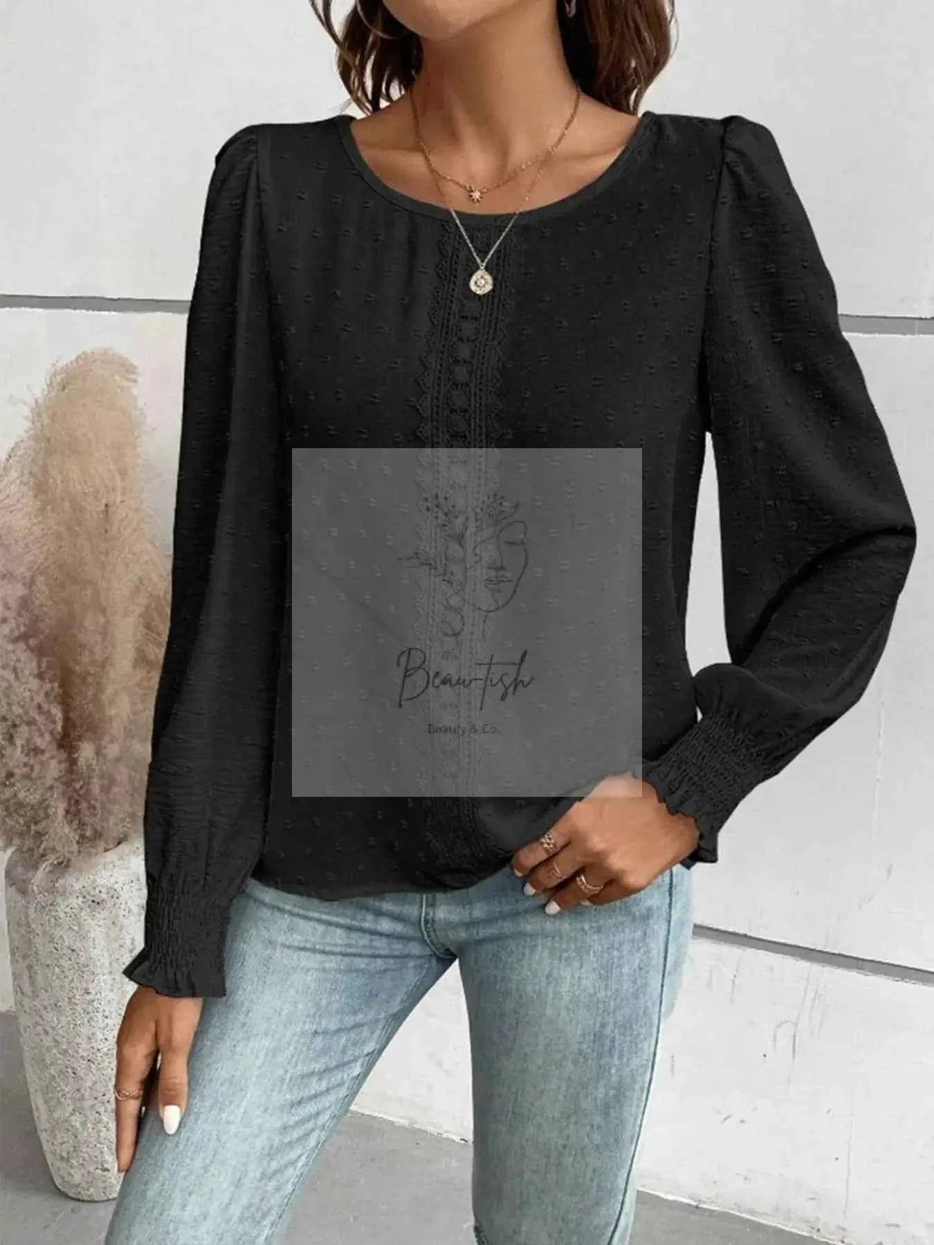 Swiss Dot Long Sleeve Blouse