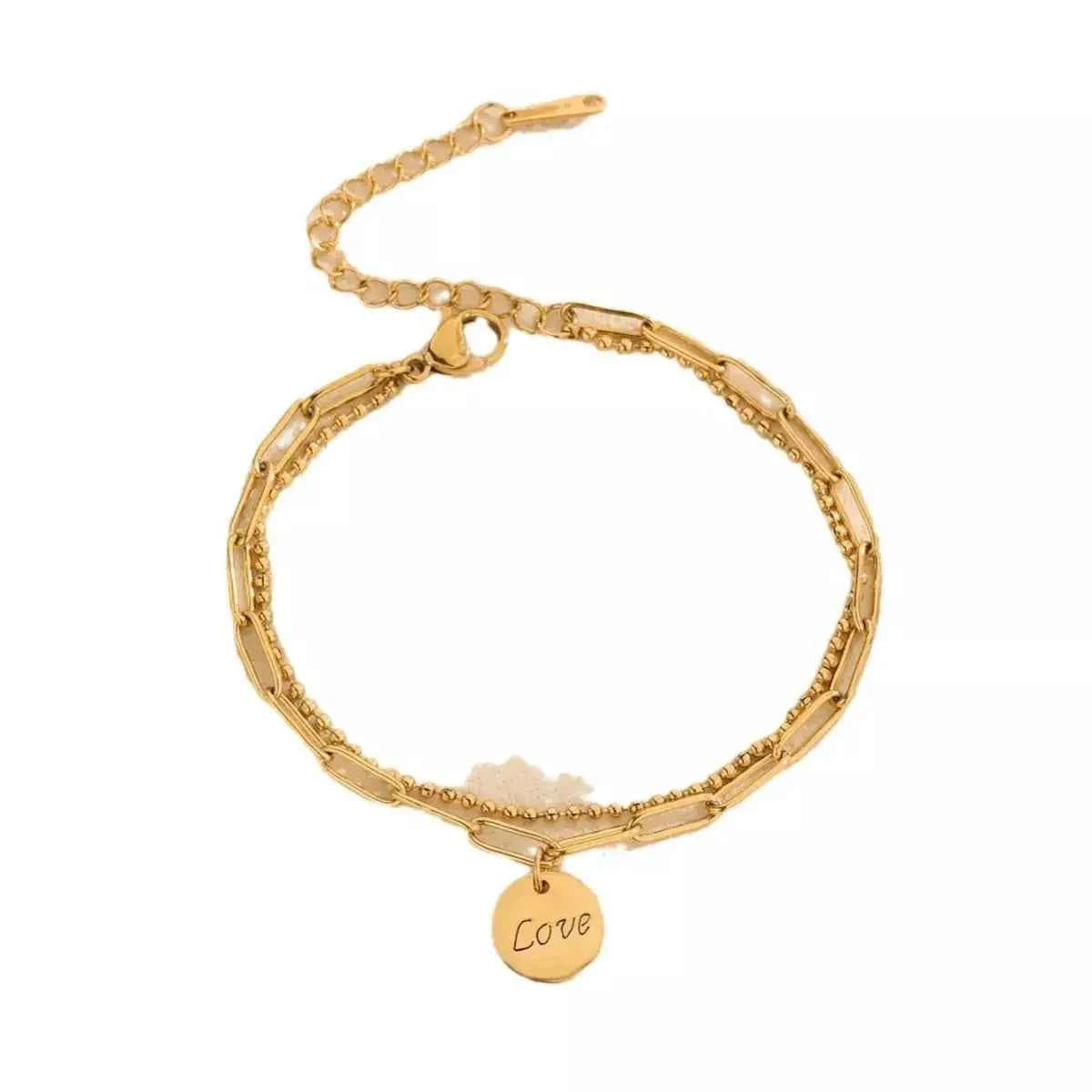 18K Gold-Plated Letter LOVE Charm Bracelet