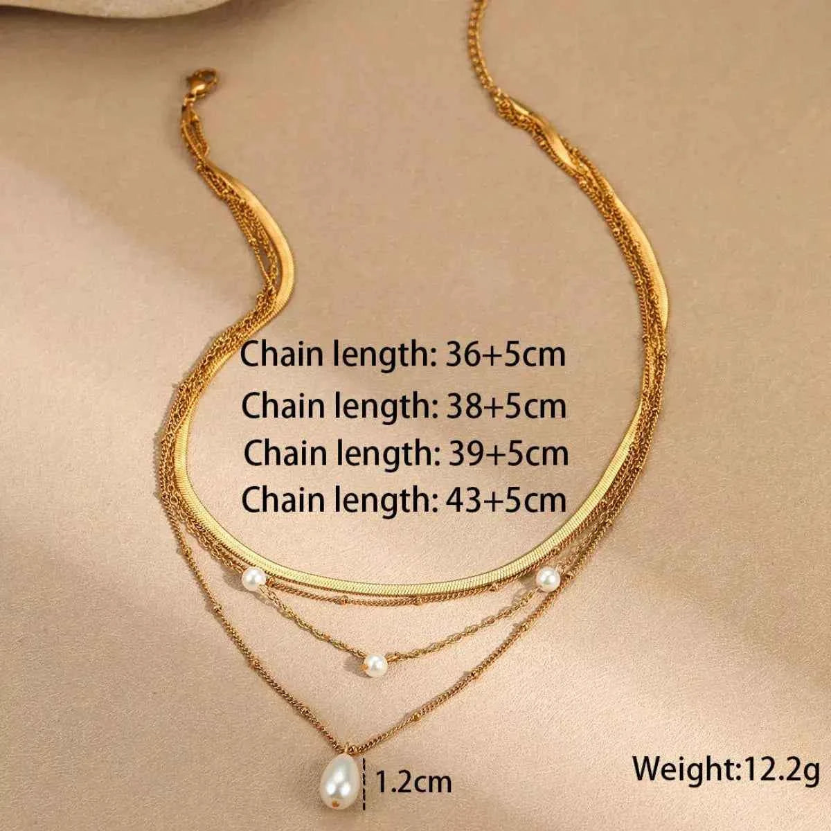 18K Gold-Plated Four-Layered Pearl Necklace