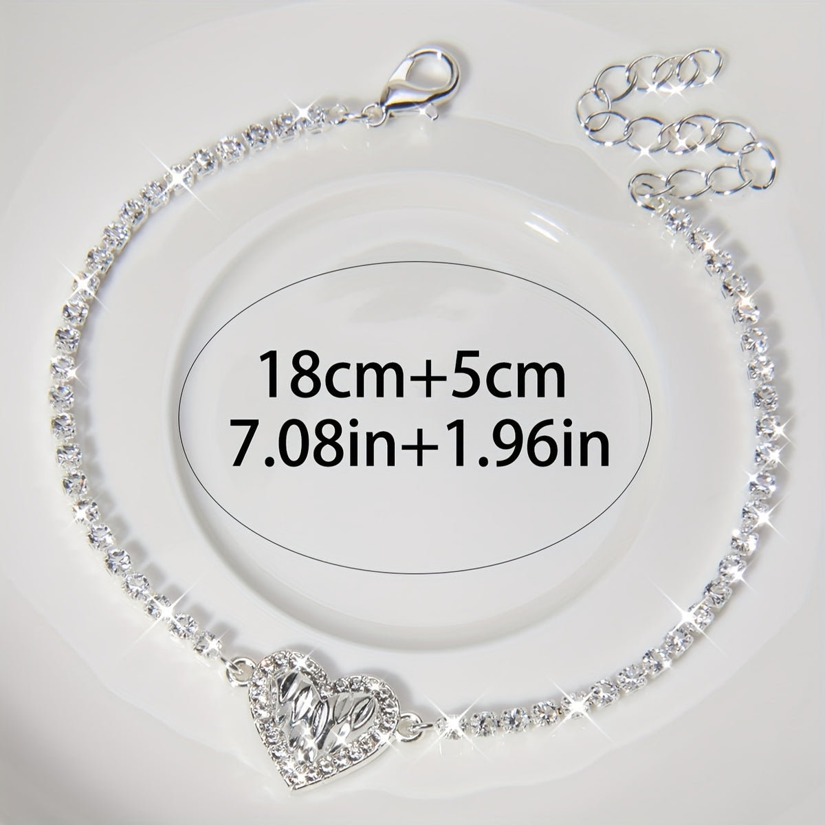 Pleated Rhinestone Heart Bracelet