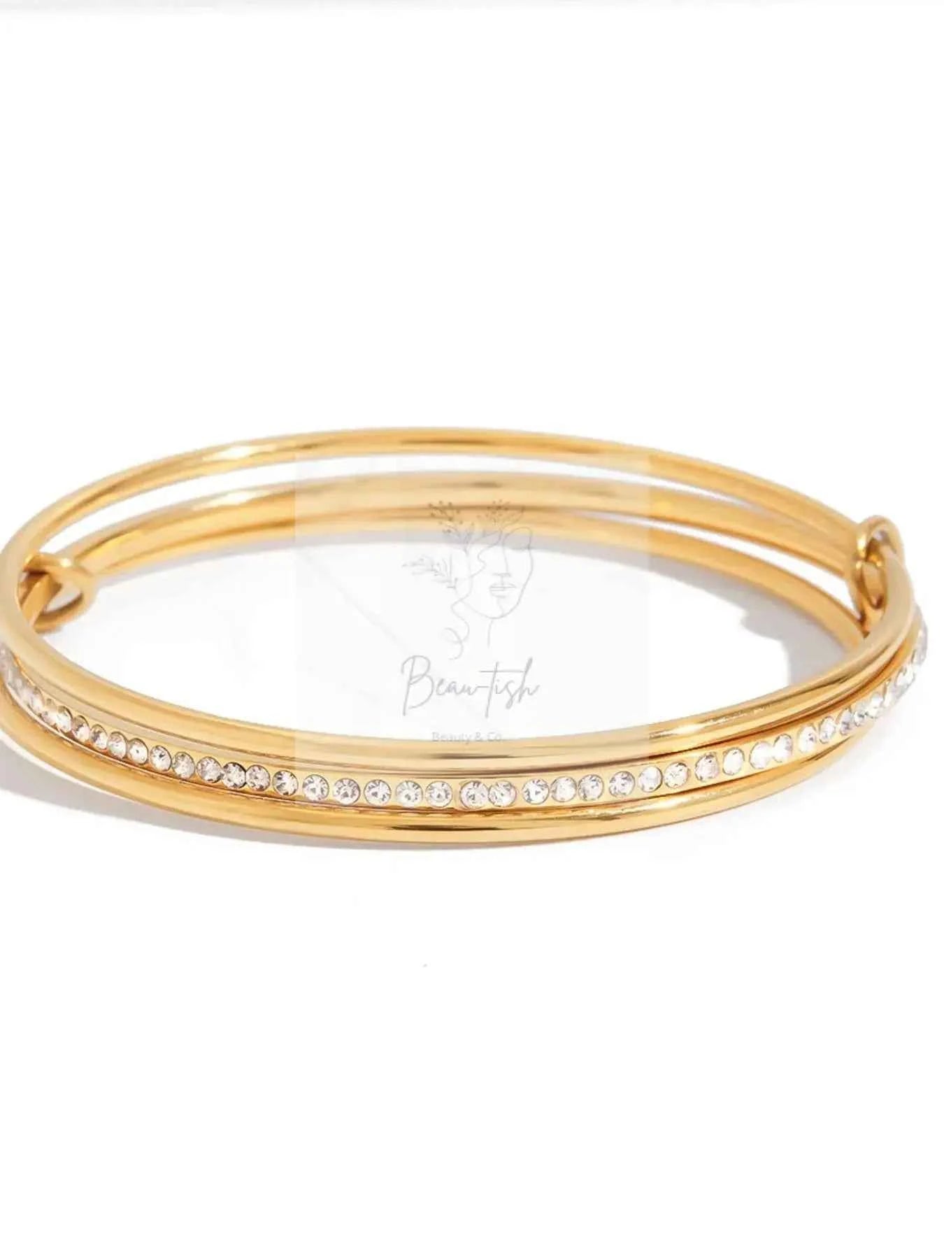 18K Gold-Plated Crossover Inlaid Zircon Bracelet