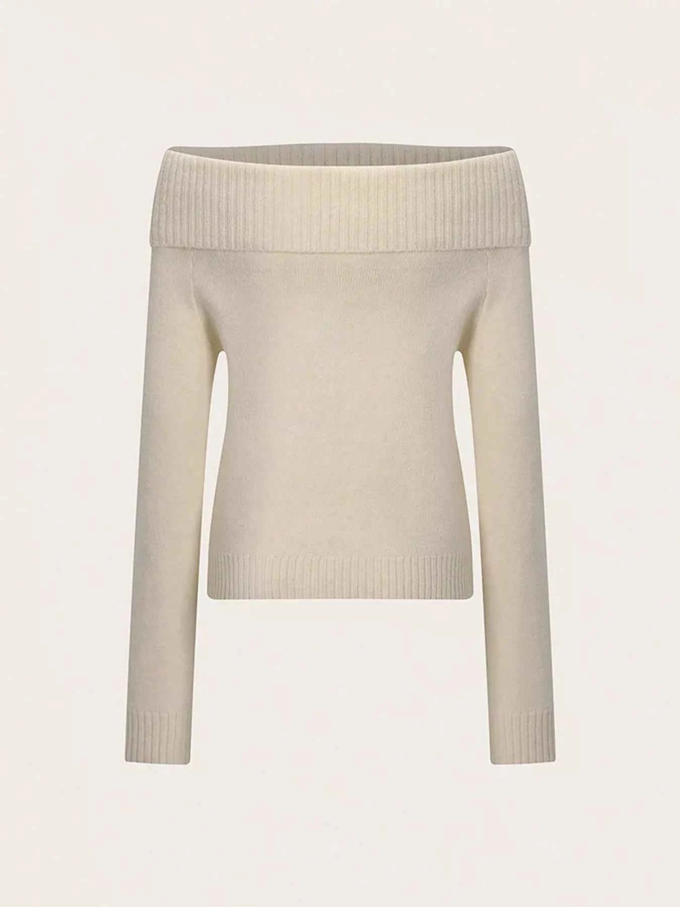 Ribbed Knit Off Shoulder Sweater