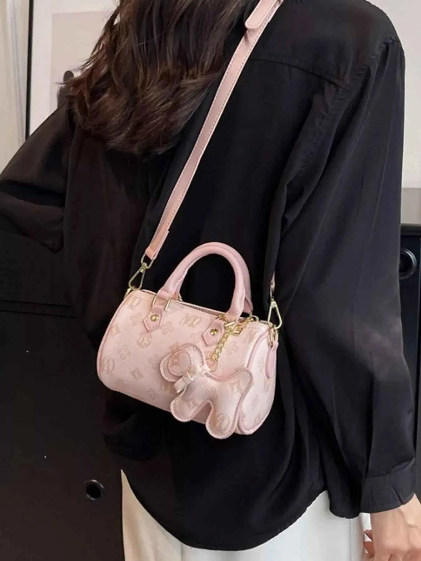 Barrel Crossbody Bag with Charm
