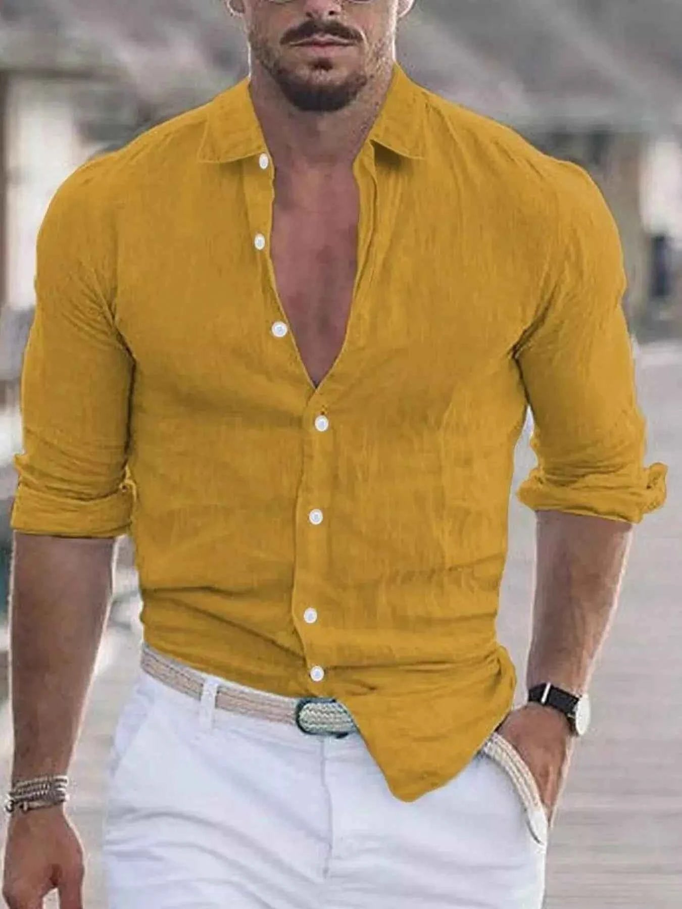 Men's Full Size Casual Button-Down Shirt Plus Size