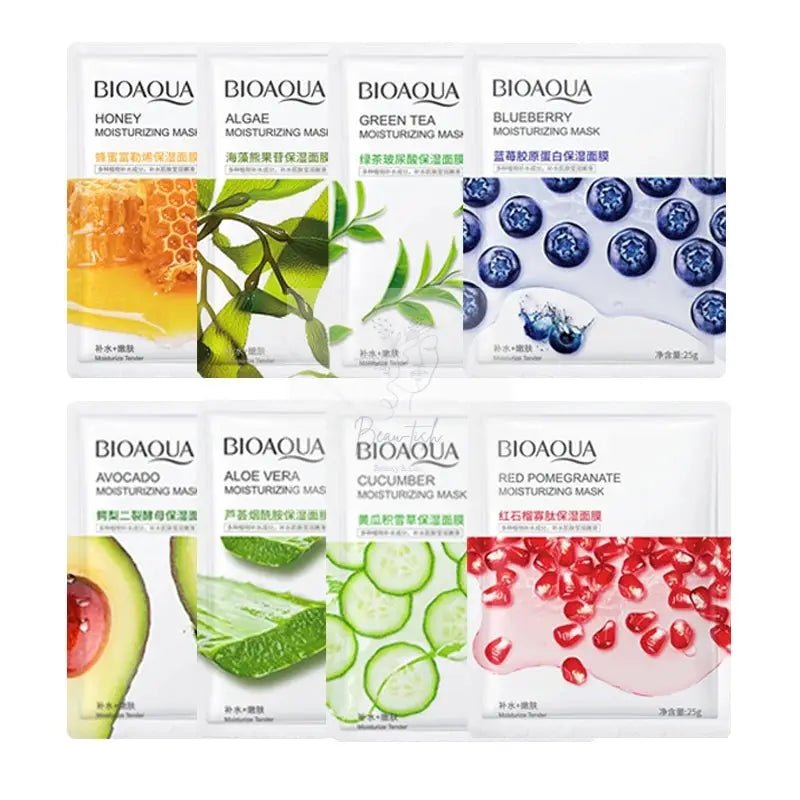 8pcs BIOAQUA Fruit Facial Masks Moisturizing Hydrating Brightening Anti - aging Face Mask Sheet Masks for Face Skin Care