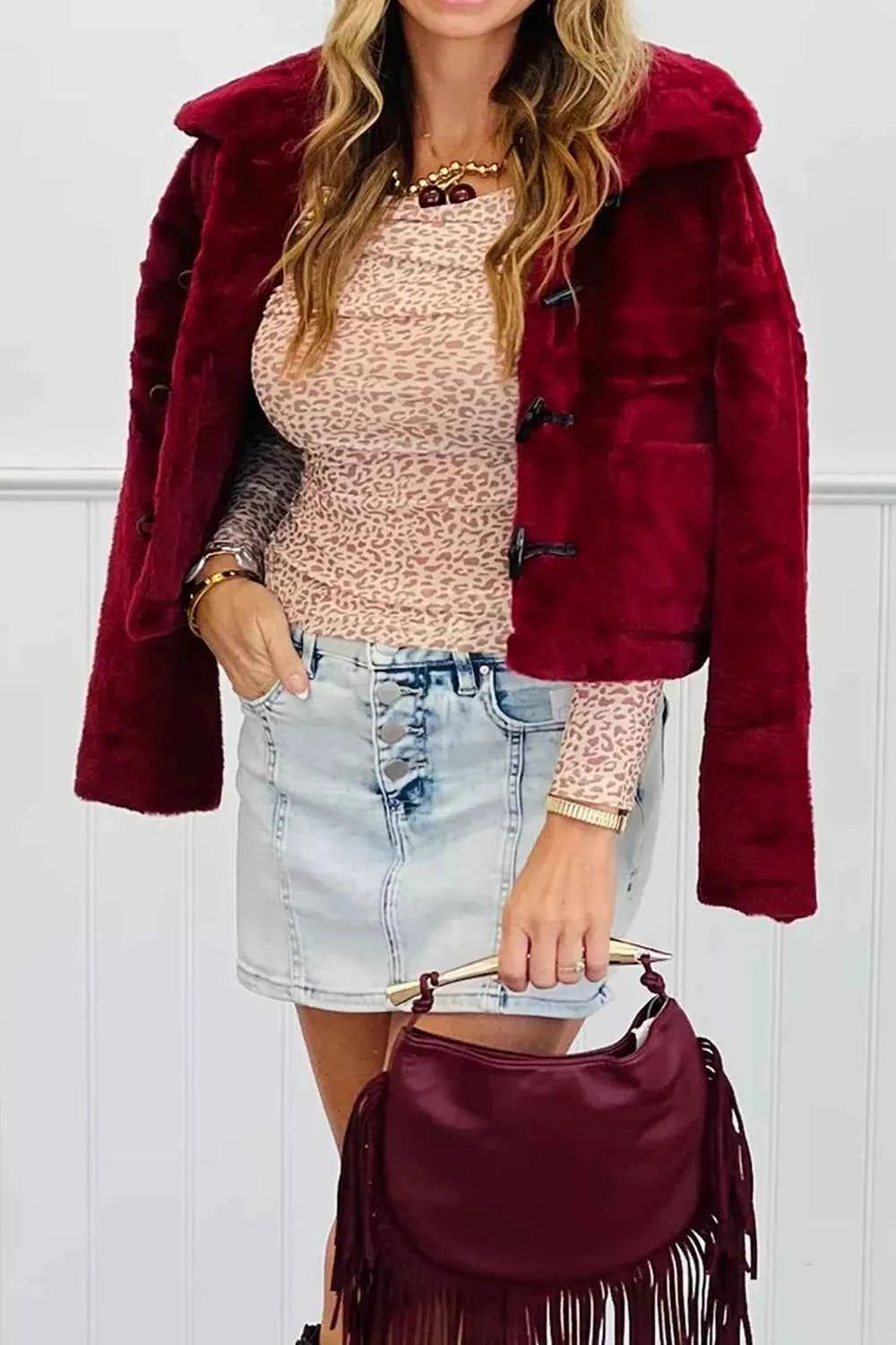 Leopard Print Foldover Off Shoulder Long Sleeve Mesh Top