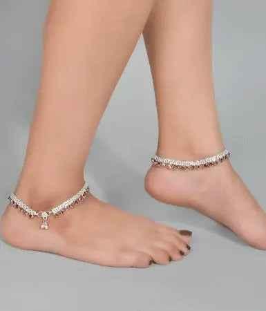 Silver Plated Layered Payal Anklets