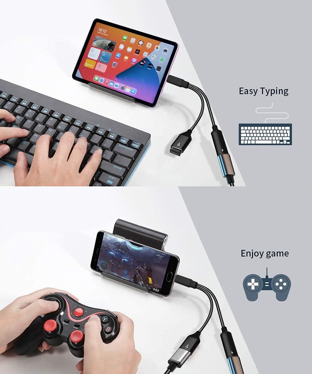 USB C OTG Adapter, 2 in 1 USB C Male to USB Female with 60W PD Charging Port Adapter Compatible with Galaxy S23 S22 Note 20, LG V40 V30, Google Pixel 6 XL,Google Chromecast with Google TV (Black) - Beau-tish Beau-tish