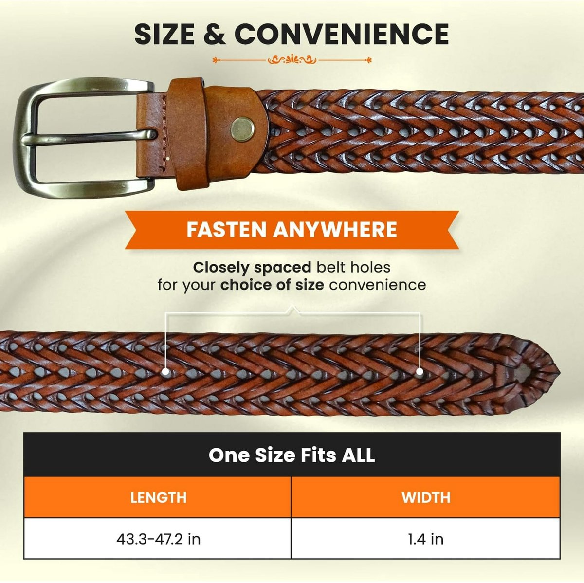 Men's Belts - Women's Belts - Casual Belts Made of Genuine Leather - Durable - Mesh Weave Design