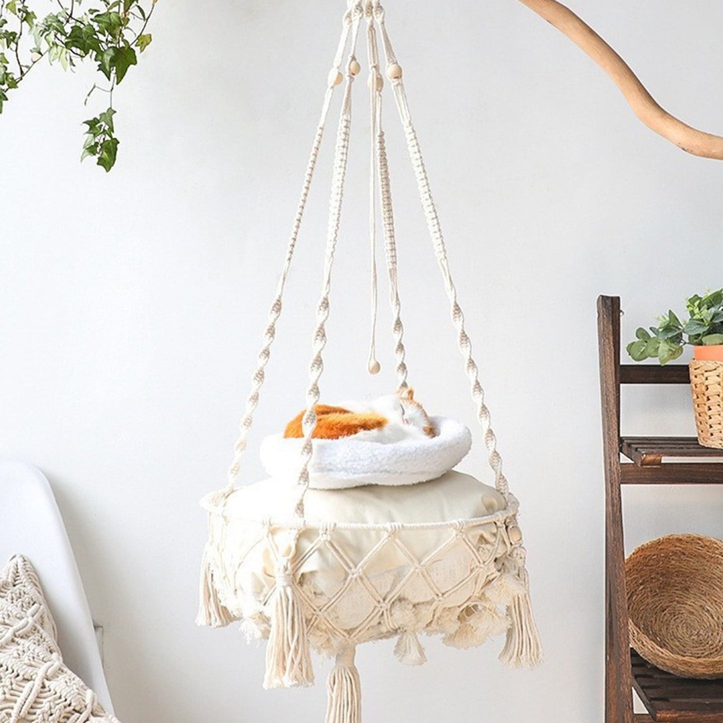 Handwoven Macrame Cat Hammock – Stylish Boho Comfort