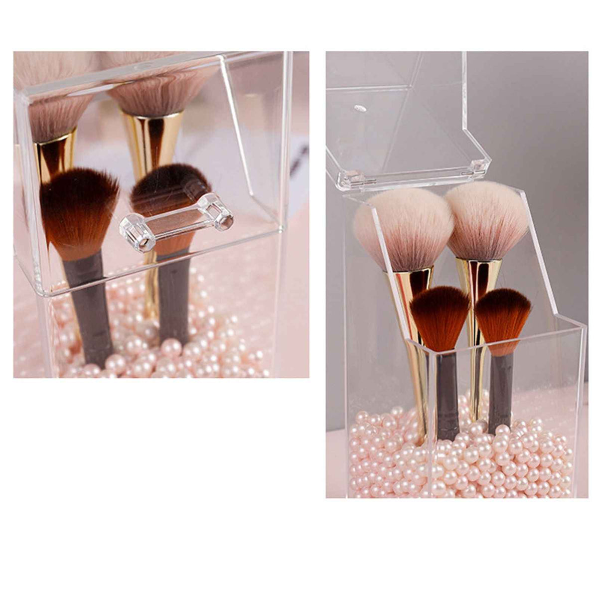 Makeup Brush Holders Multipurpose Acrylic Makeup Storage Box for Bathroom Vanity Countertop Quadrate