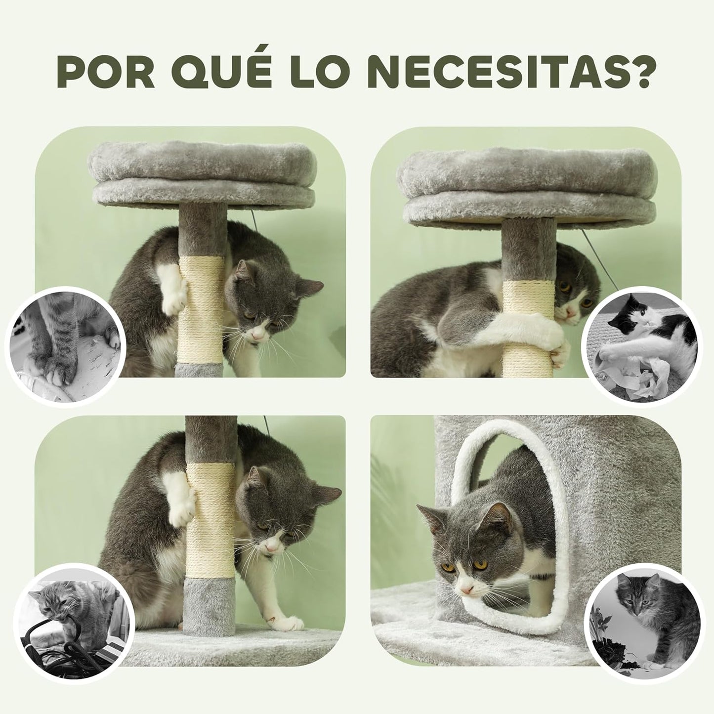 Large Cat Tree Tower – Plush Perch, Condo, Scratching Posts & Paw Scratcher