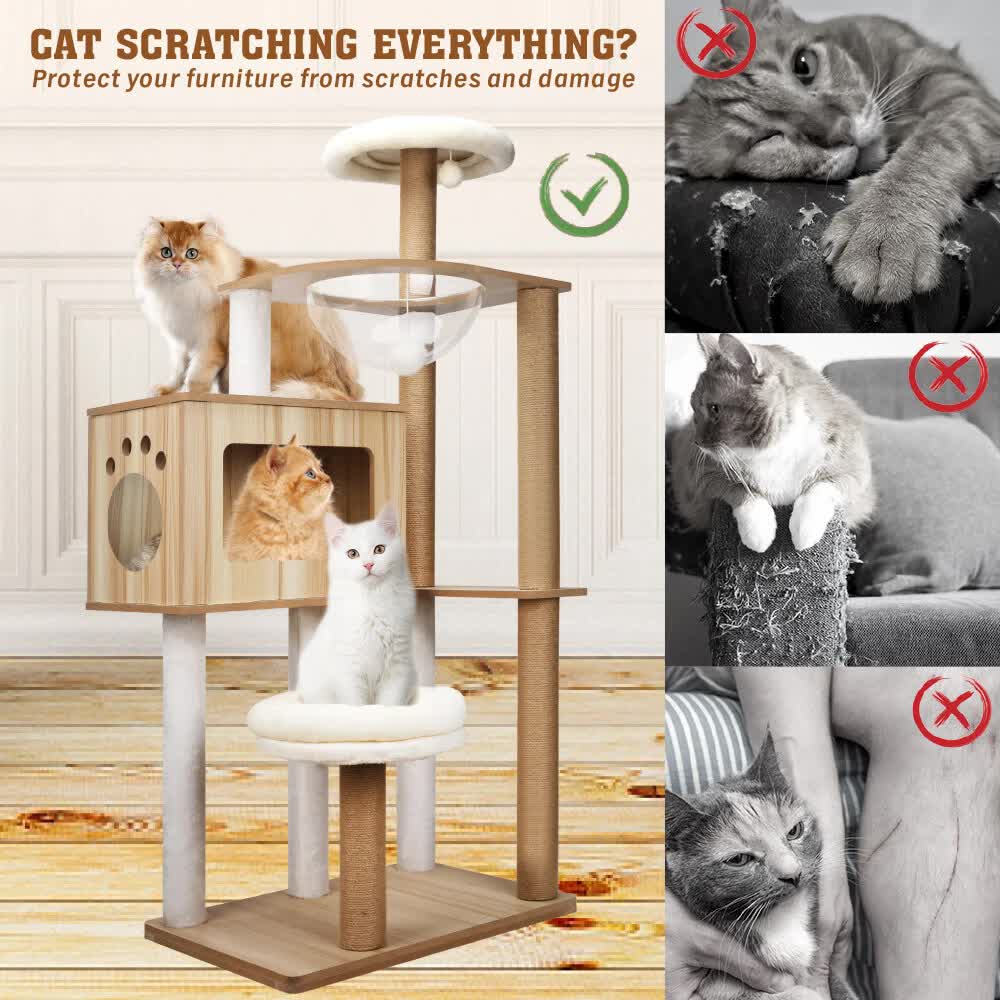 1.42M Cat Tree Tower – Multi-Level Scratching Post, Condo, Bed & Furniture