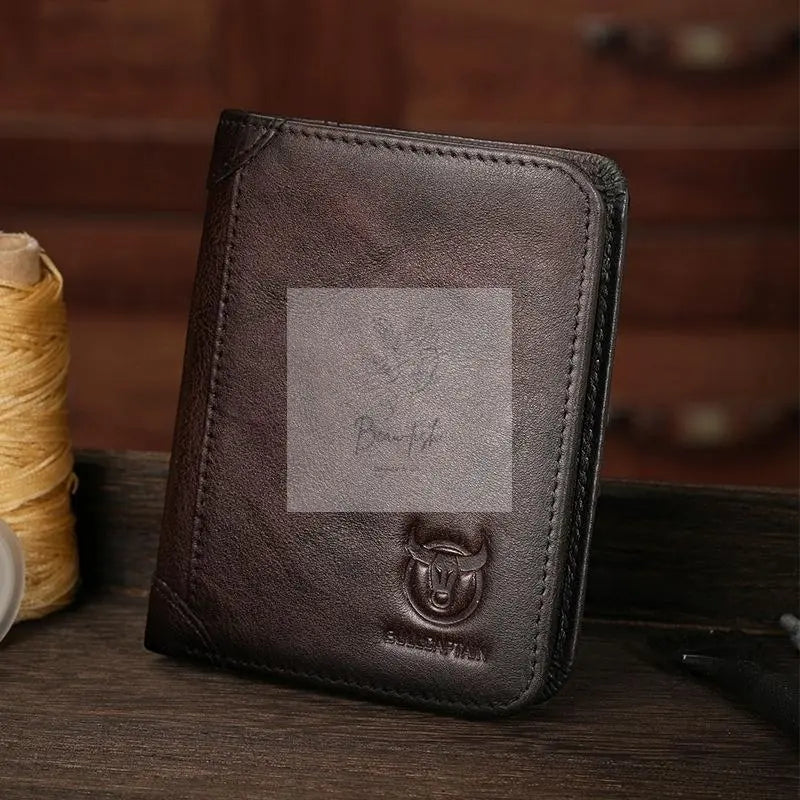 Men Rfid Leather Wallet with Coin Clip - Brown - Beau-tish Beau-tish