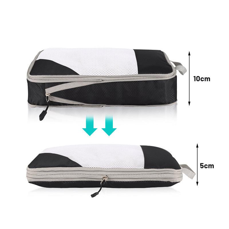 4-piece Set Beige Compression Travel Storage Bags Set, Mesh Travel Organizers for Luggage, Foldable and Space-Saving Packing Cubes - Beau-tish Beau-tish