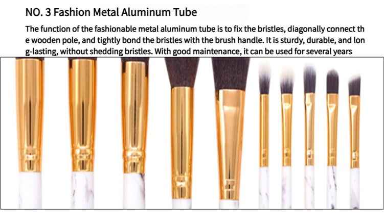 10-peice Barrel Pink Marble Makeup Brush Collection