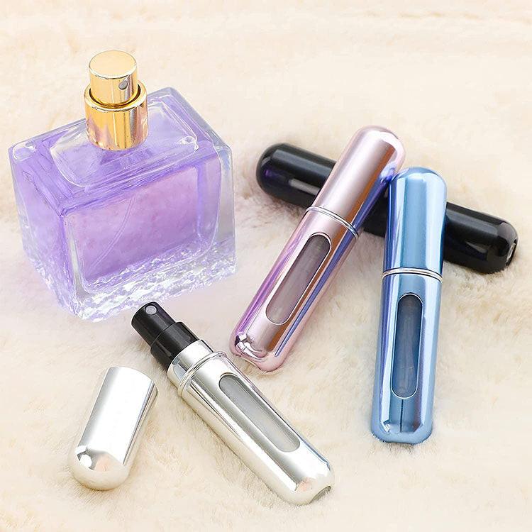 5-Pcs Silver 5ml Refillable Perfume Atomizer Portable Bottom Fill Travel Spray Bottle for Fragrance and Aftershave Australian Travel Essential - Beau-tish Beau-tish