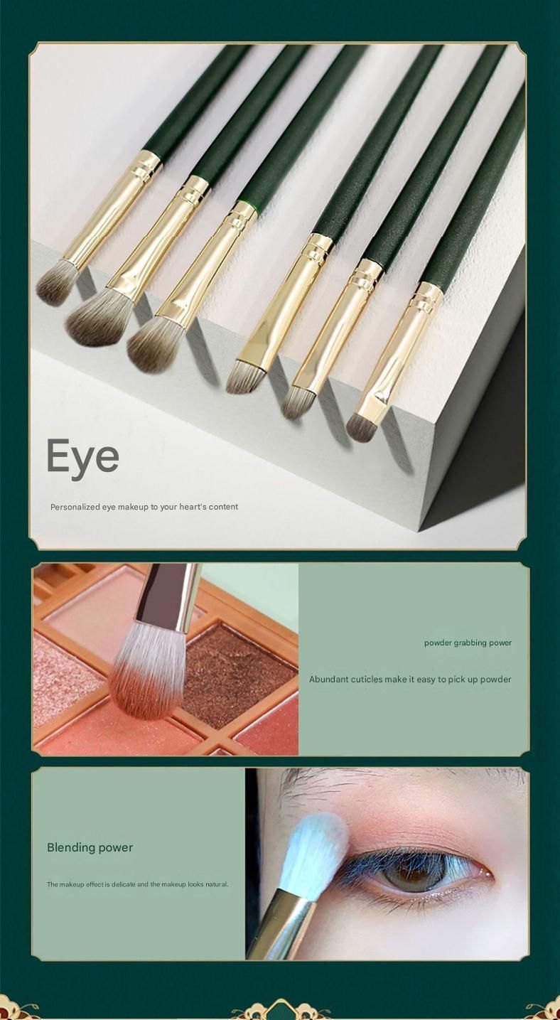 14-Piece Green Brush Storage BagSynthetic Fibre Makeup Brush Set - Soft Bristles, Long Handles