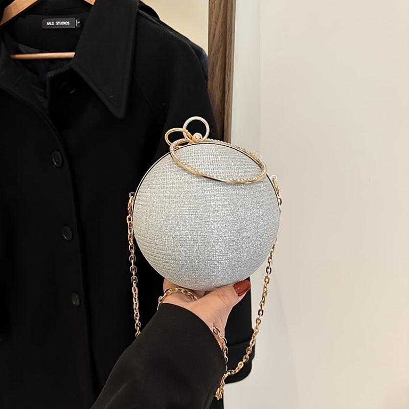 A Classic Evening Handbag Featuring a Small And Shiny Round Design