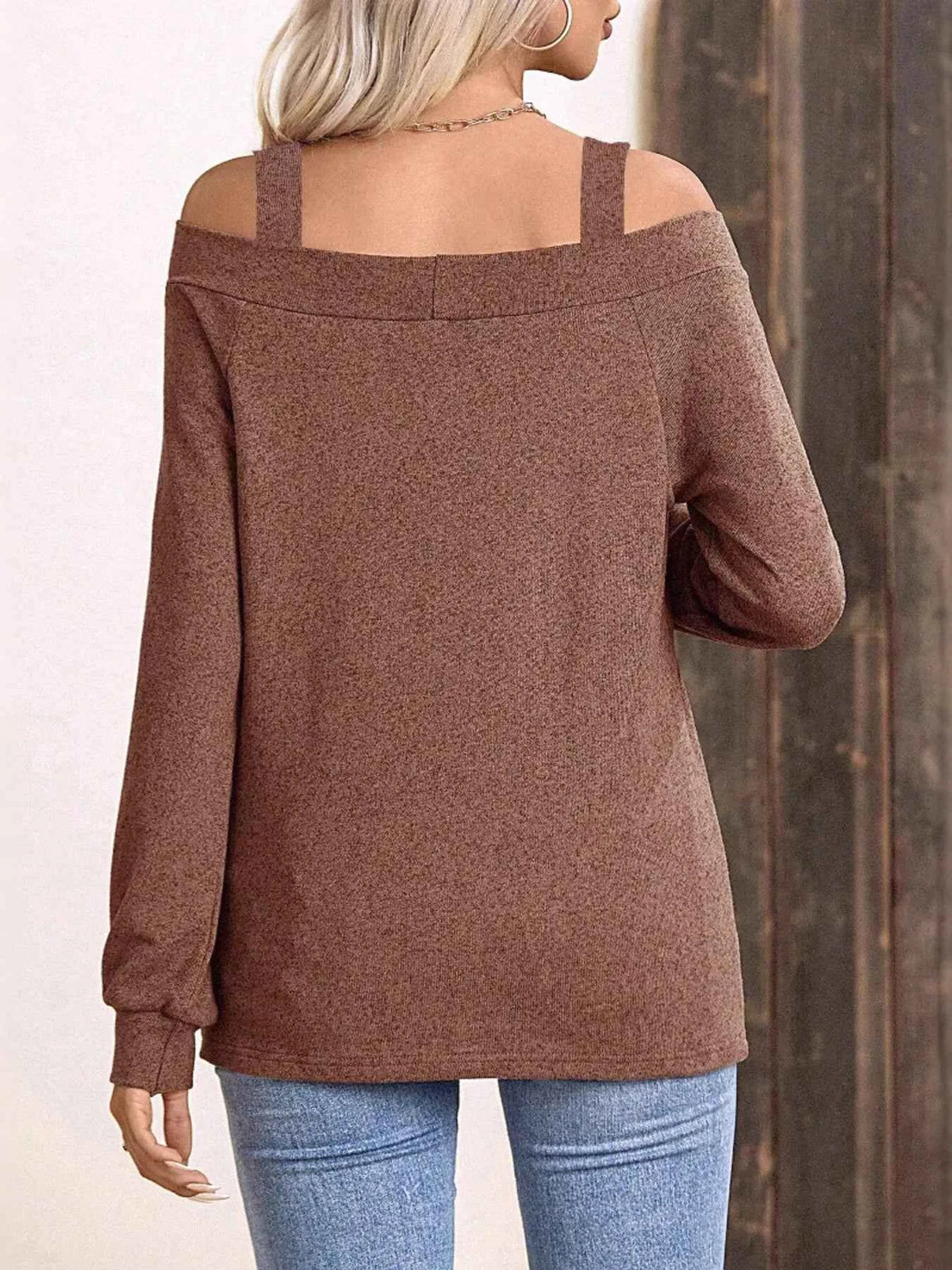 Cold Shoulder Long Sleeve T-Shirt