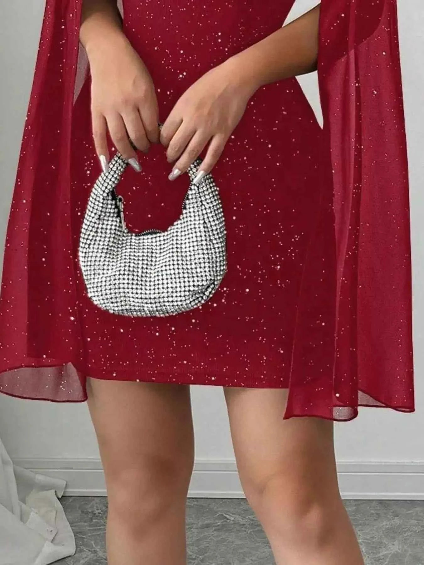 Cutout Bodycon Mini Dress with Cape Sleeves