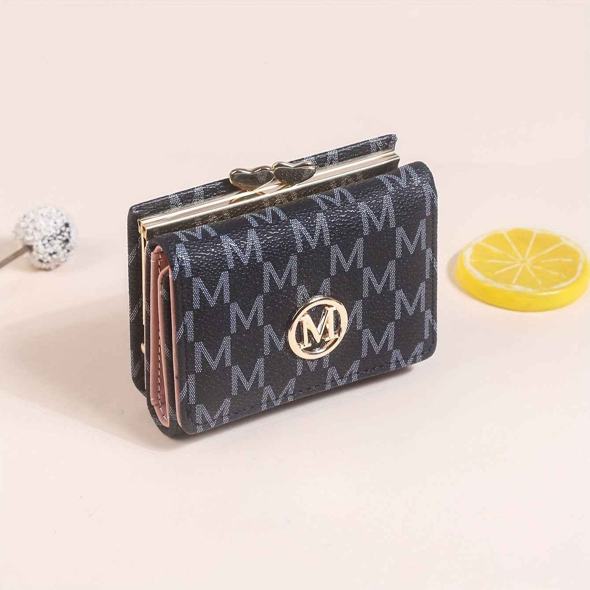 Fashionable Women's Wallet/Letter-Print Buckle Hardware/Classic Elegant Style/Tri-Fold Multi-Card Slot Mini