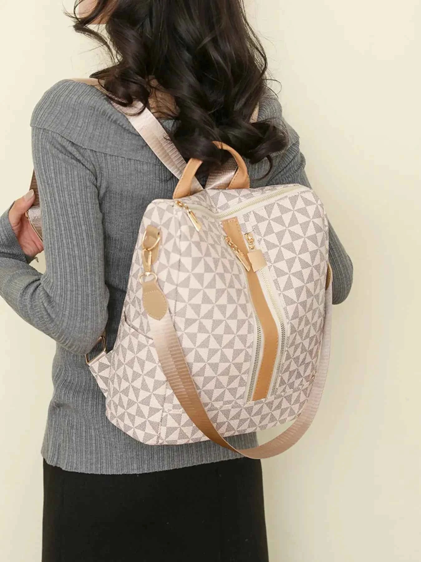 Geometric Pattern Backpack Bag