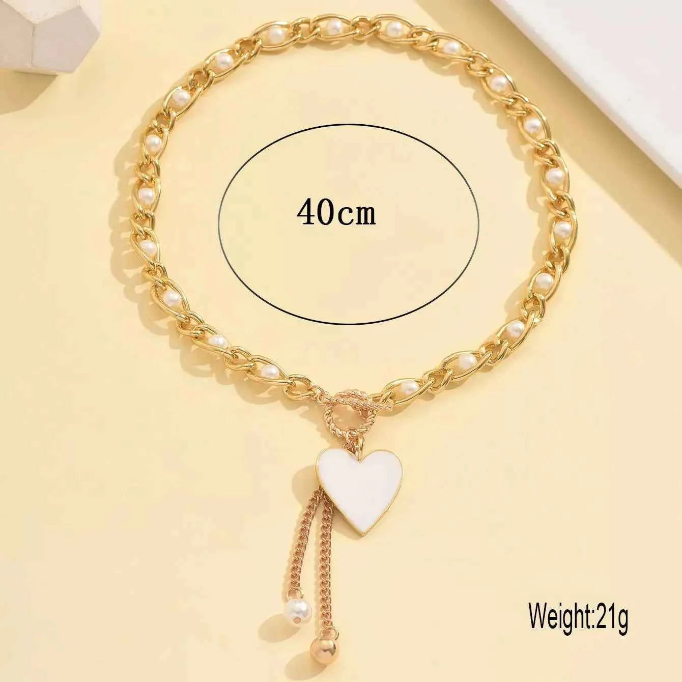 18K Gold-Plated Pearl Heart Necklace