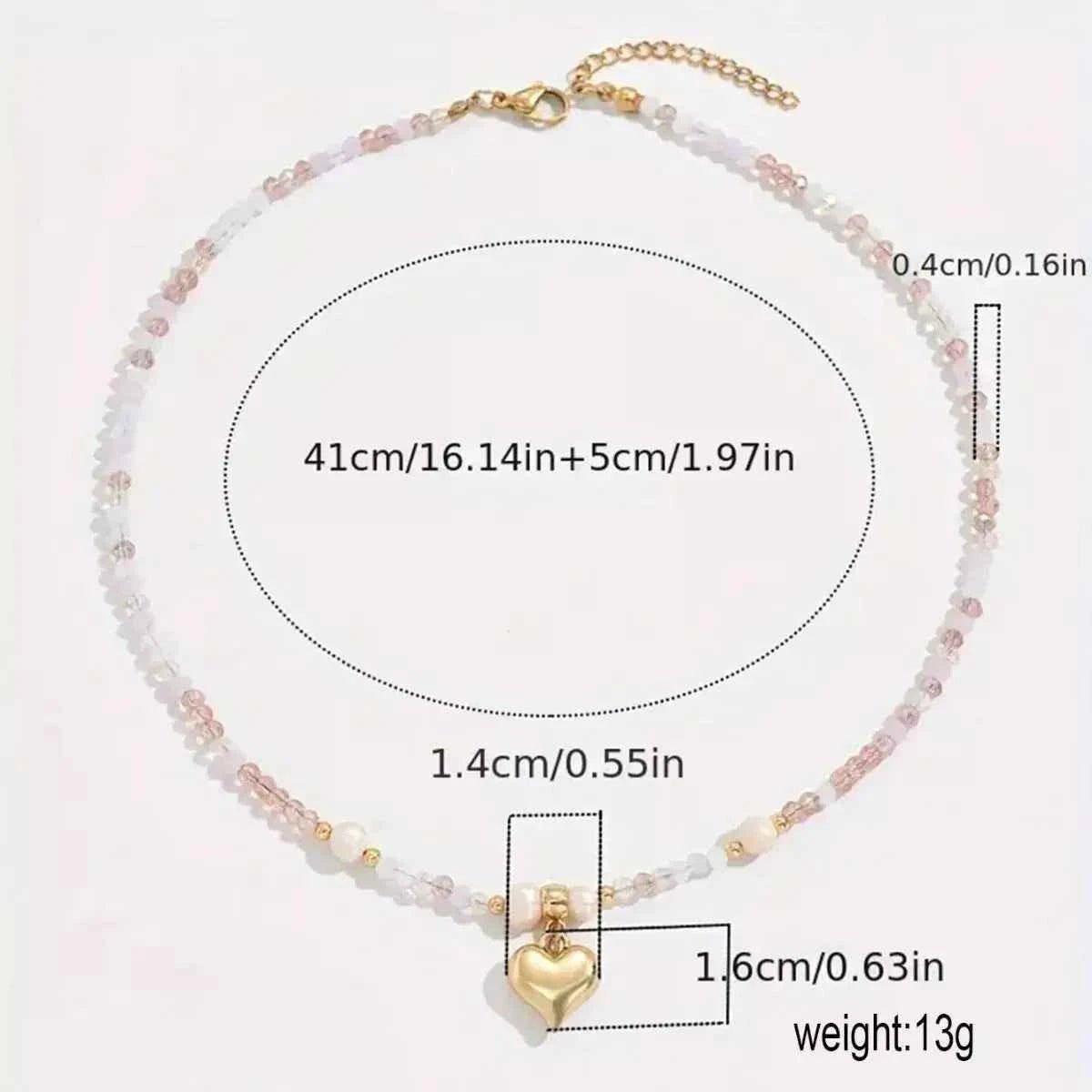 Bead Heart Pendant Necklace