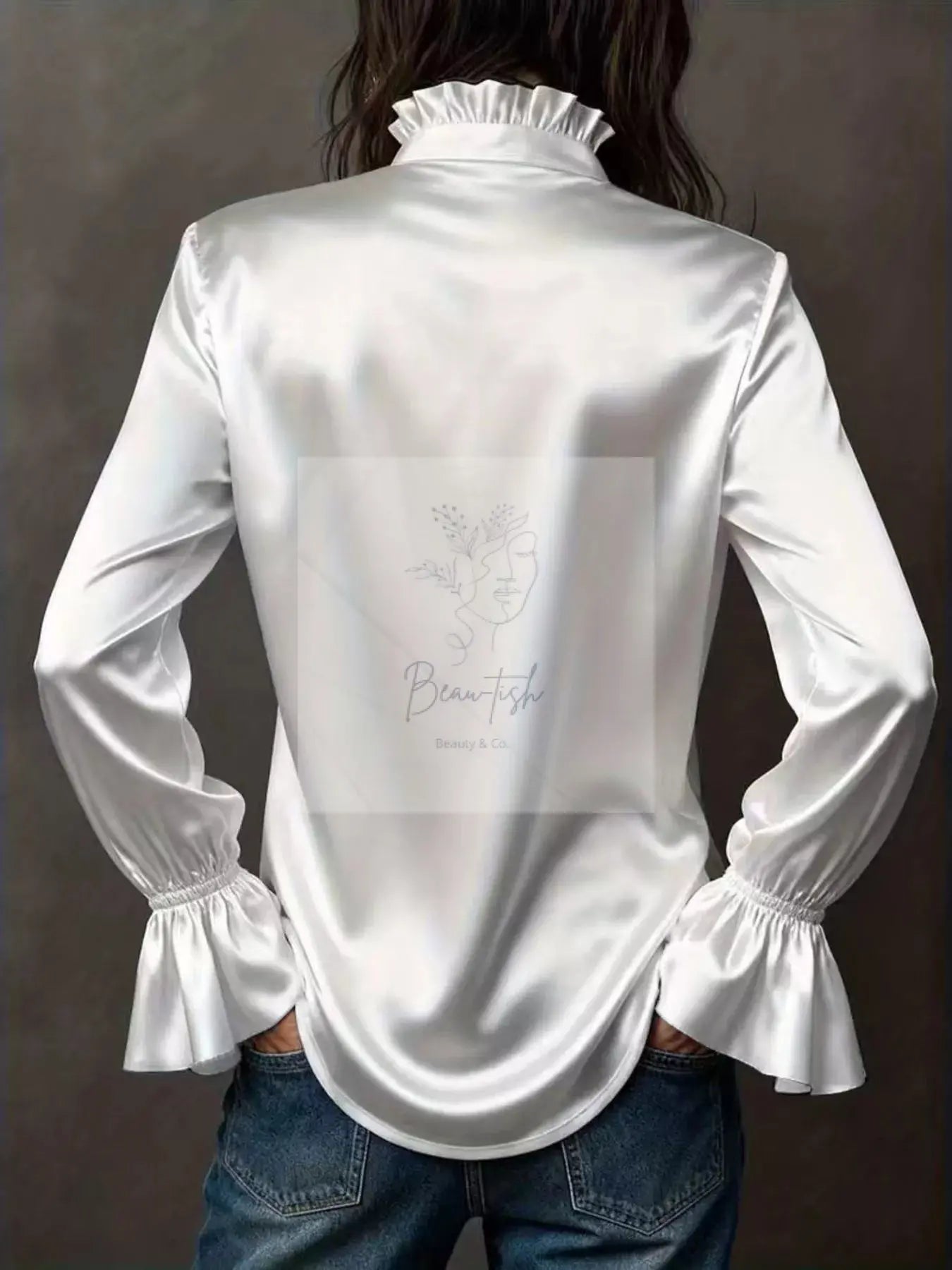 Button Up Flounce Sleeve Shirt