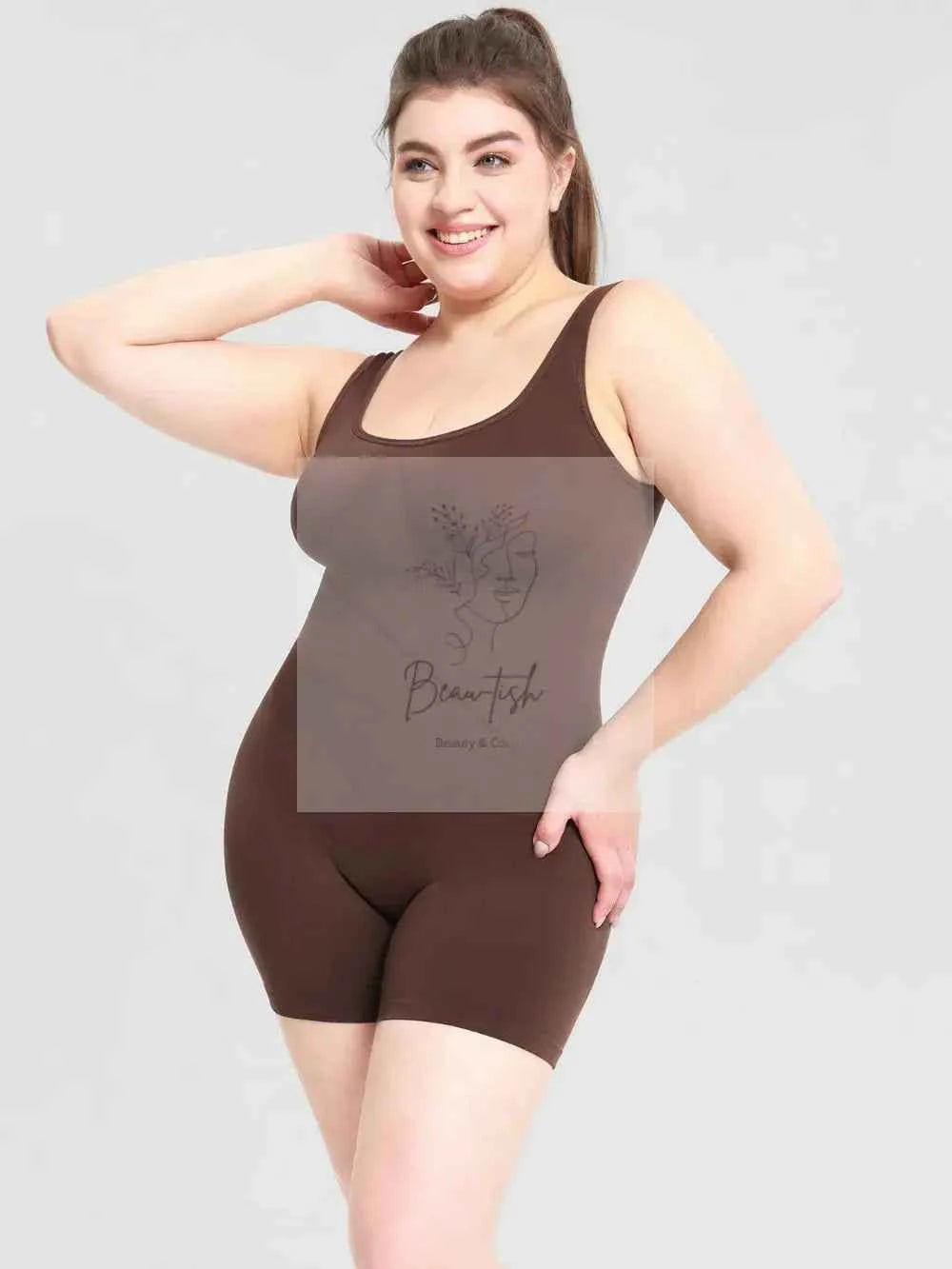 Scoop Neck Wide Strap Shaping Romper