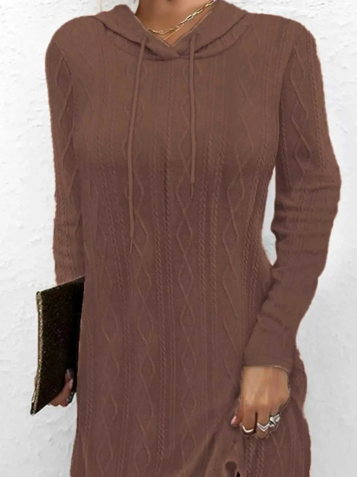 Casual Long Sleeve Hooded Knit Dress