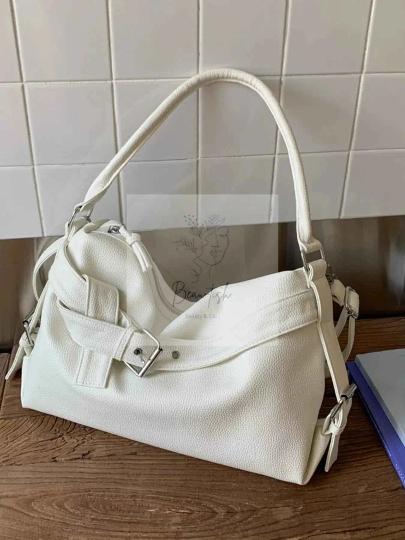 Decor Buckle Leather Shoulder Bag