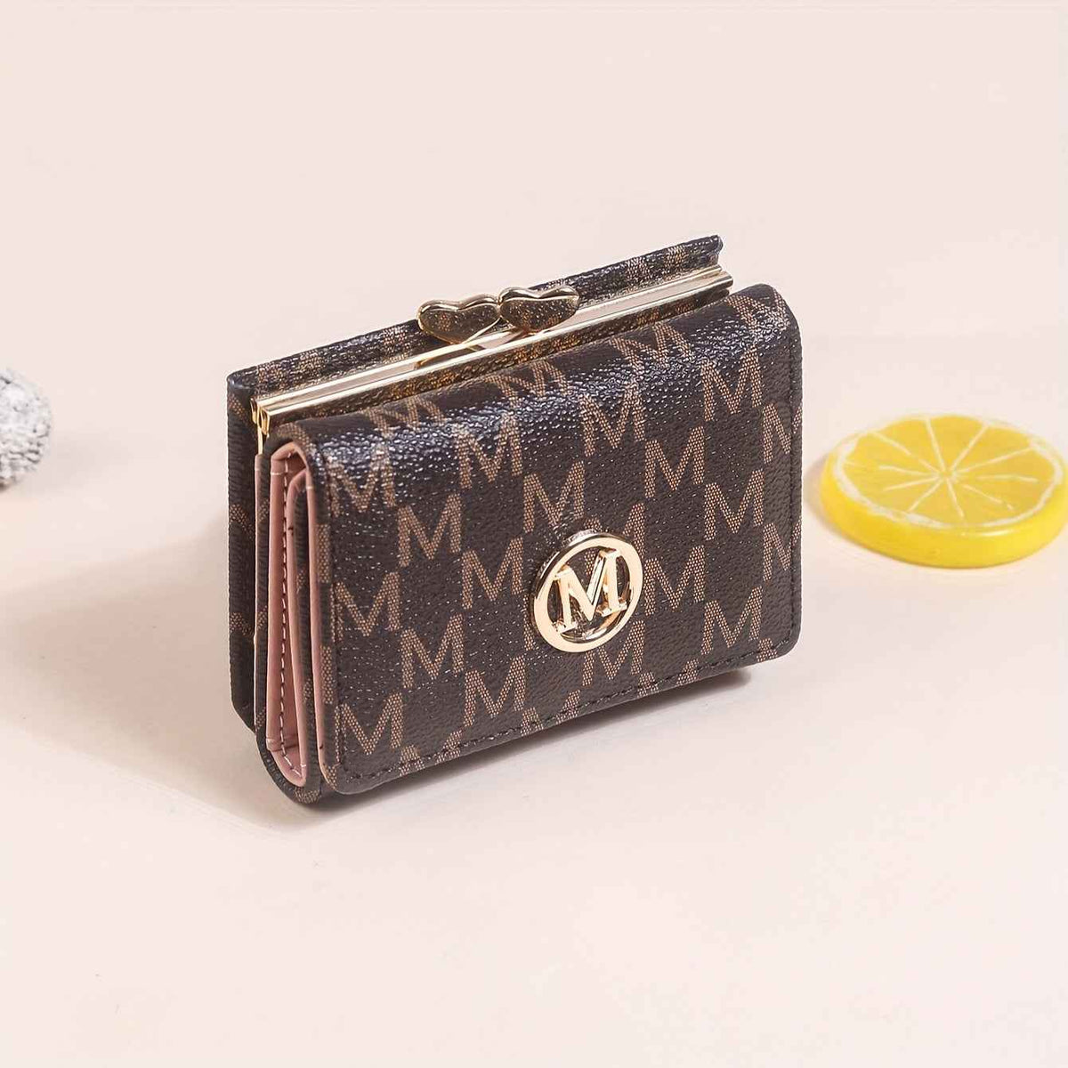 Fashionable Women's Wallet/Letter-Print Buckle Hardware/Classic Elegant Style/Tri-Fold Multi-Card Slot Mini