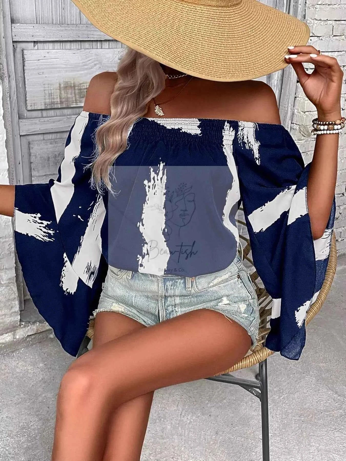 Off Shoulder Bell Sleeve Blouse