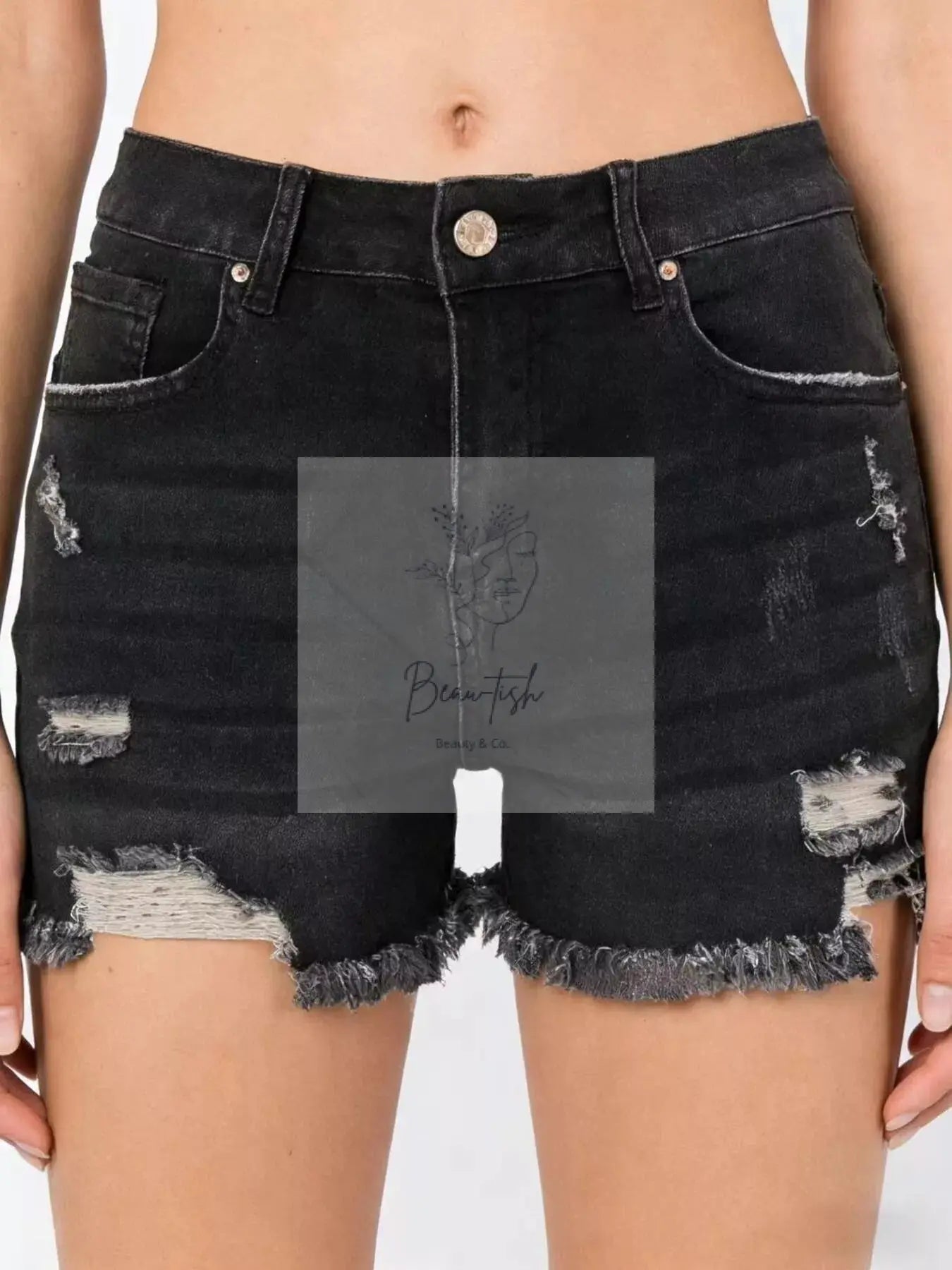 Distressed Frayed Hem Denim Shorts