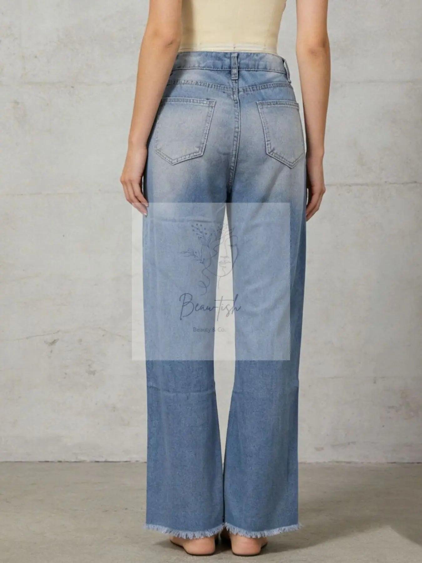 Distressed Raw Hem Bootcut Jeans