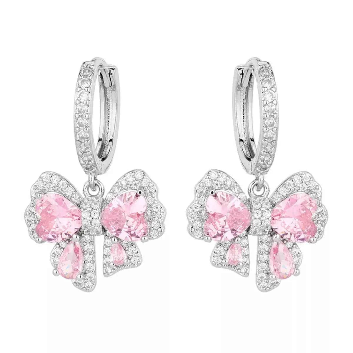 Zircon Bowknot Drop Earrings