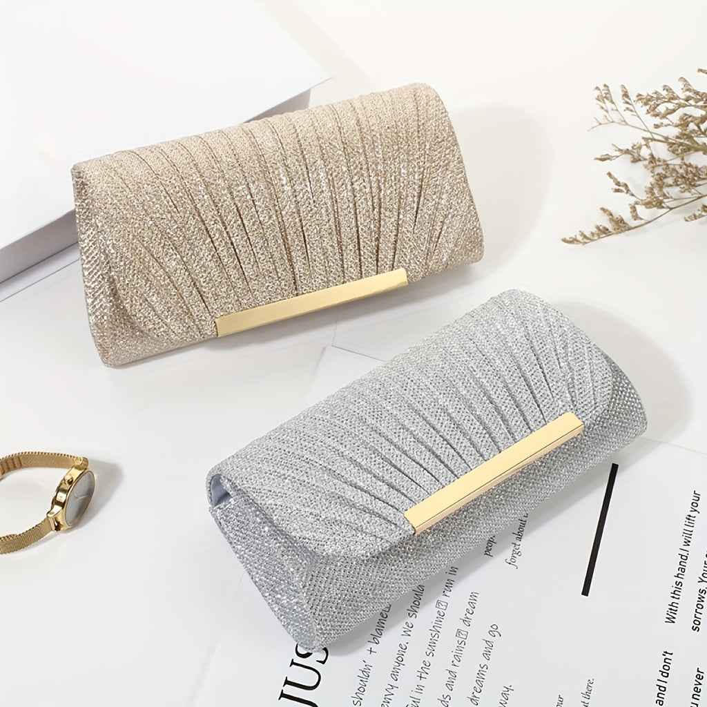 Sparkling Pleated Envelope Clutch