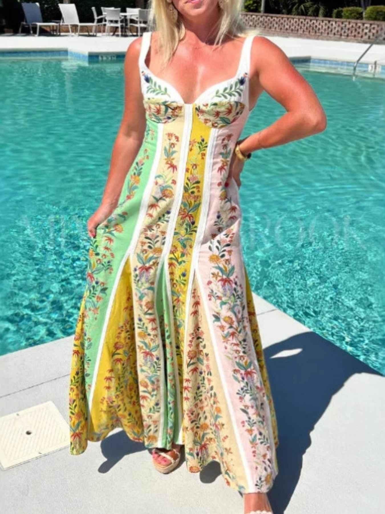 Floral Print Sweetheart Neck Cami Dress